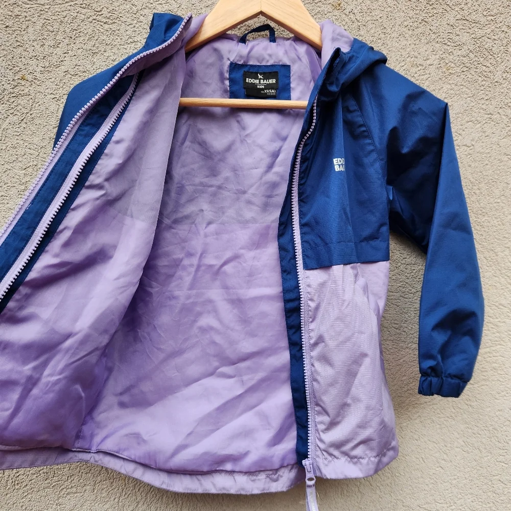 EDDIE BAUER Kids Jacket Size 5/6 Blue Purple Full Zip Shell